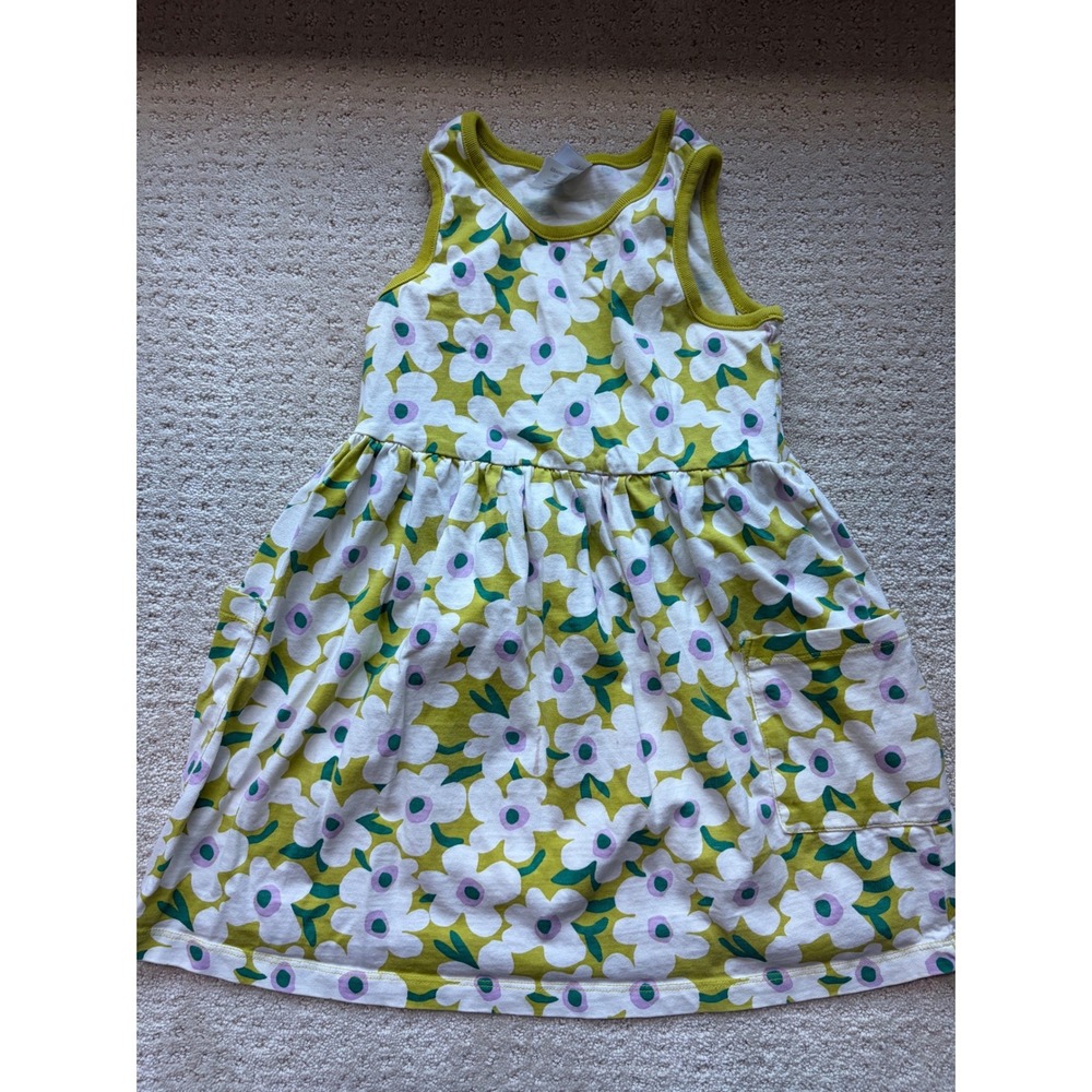 Hanna Andersson Pocket Dress 5 Green Floral Cotton Retro Botanical Schoolcore